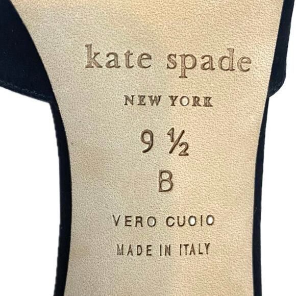 KATE SPADE NY Sala Glitter Heel D'Orsay Pumps SZ 9.5 Black Satin Peep Toe Formal - Picture 10 of 10